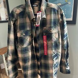 XL Buffalo Green and Blue Plaid Casual Button Down FLANNEL NWT